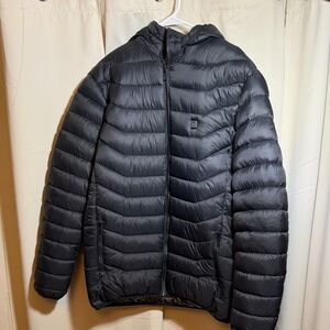 Black Puffer Jacket with USB Port